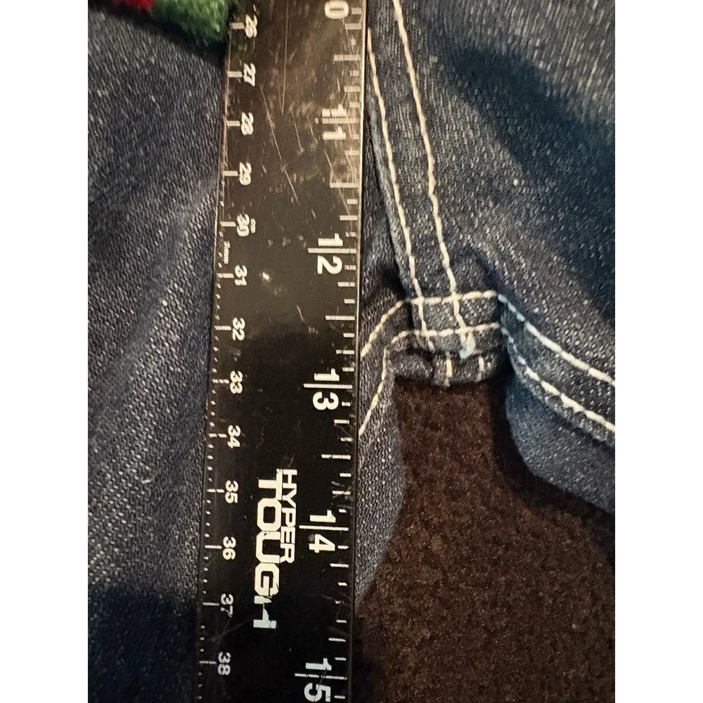 Atti Mens Denim Jeans 38x32 Embellished Pockets Red Green Belt Detailed‎